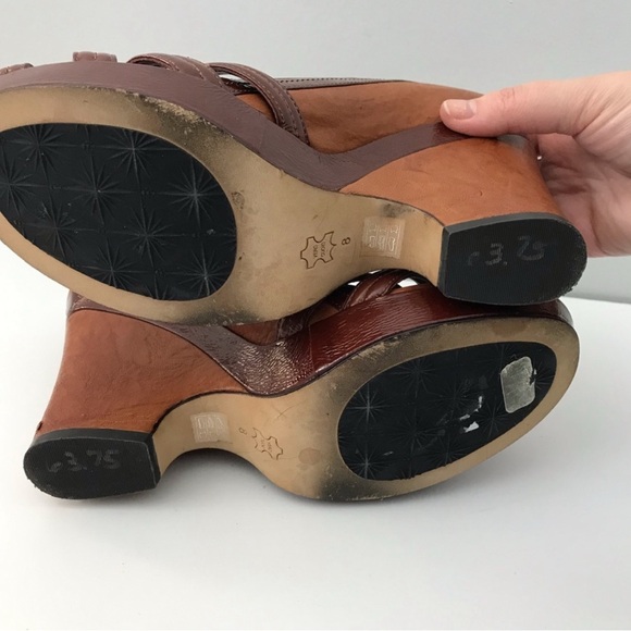 Taryn Rose Brown Leather Peep-Toe woven heels EUC sz 8 - Picture 7 of 9